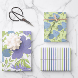 Feuille De Papier Cadeau Enveloppe cadeau miel, Lilac et bleu