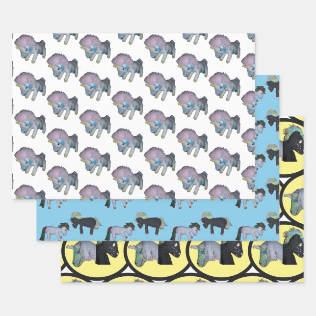 Feuille De Papier Cadeau Enveloppe cadeau - Unicornes (Lot)