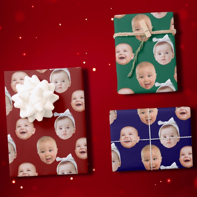Feuille De Papier Cadeau Enveloppe cadeau visage bébé personnalisé | Baby F (Créateur téléchargé)