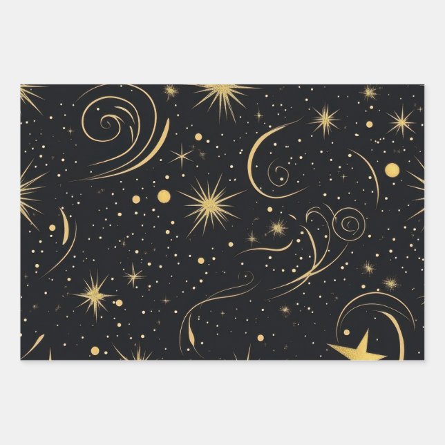 Feuille De Papier Cadeau Enveloppe étoile d'or (Devant)