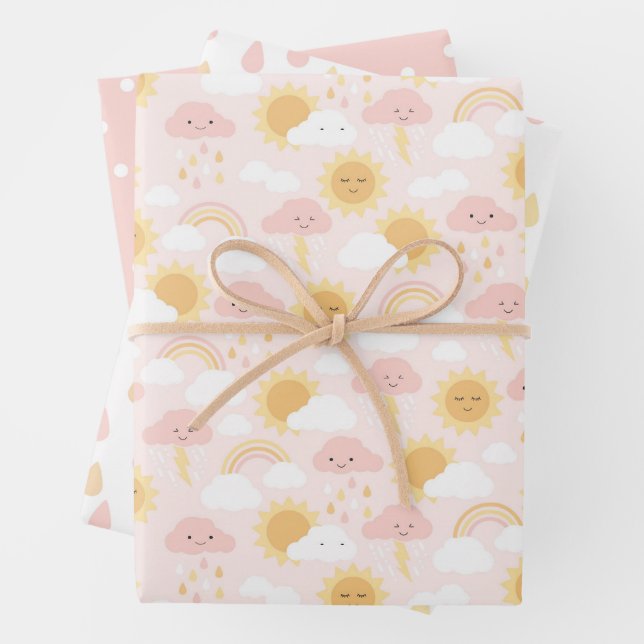 Feuille De Papier Cadeau Enveloppe rose Sunshine Party (En situation)