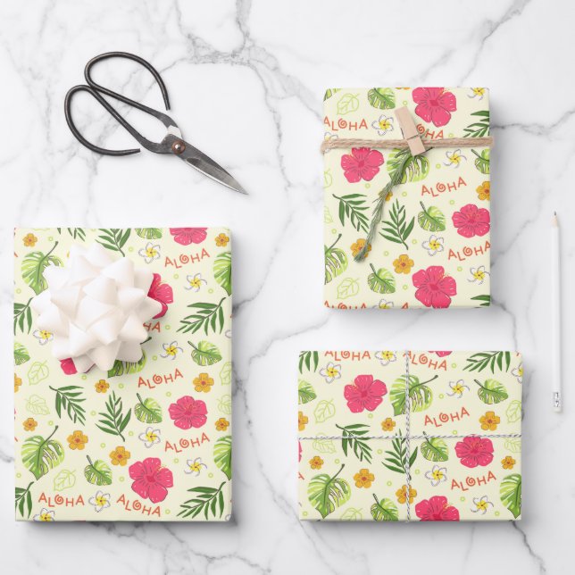 Feuille De Papier Cadeau Enveloppement - Aloha Hawaiian (Recto)