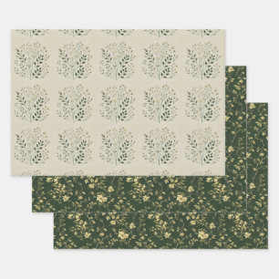 Feuille De Papier Cadeau Enveloppement botanique raffiné avec découpage d'a