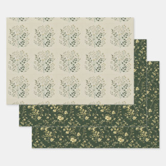 Feuille De Papier Cadeau Enveloppement botanique raffiné avec découpage d'a