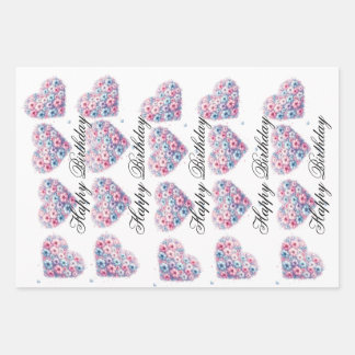 Feuille De Papier Cadeau Enveloppement d'anniversaire de l'amour floral