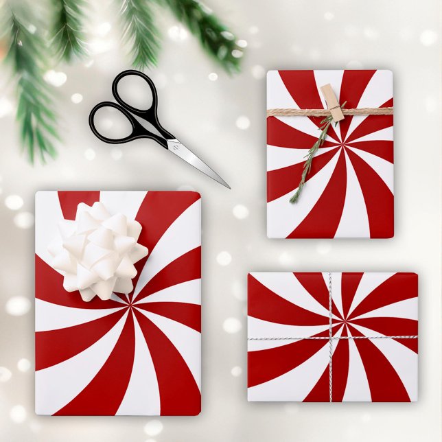 Feuille De Papier Cadeau Envelopper avec du bonbon de menthe poivrée (Wrap up your Christmas gifts in modern peppermint candy swirl.)