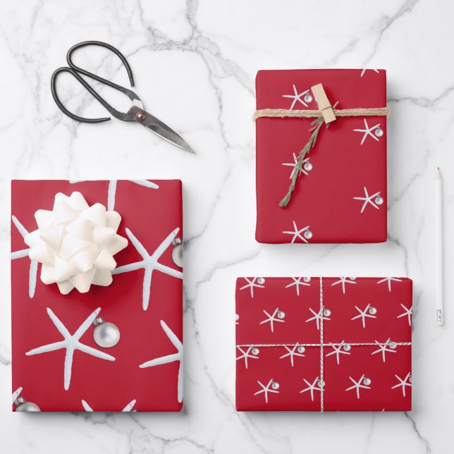 Feuille De Papier Cadeau Épée et ornement de plage modèle de Noël (Recto)