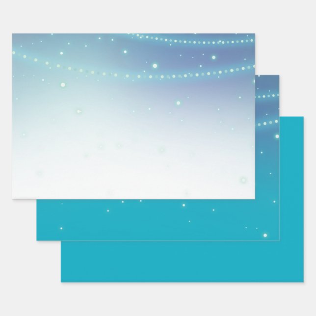 Feuille De Papier Cadeau Éperche de sirène bleu Aqua (Lot)