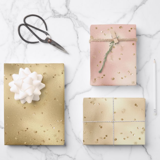 Feuille De Papier Cadeau Éperche rose Rose Gold Glitz (Recto)