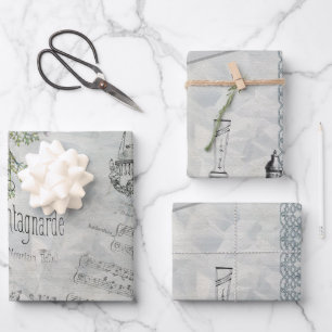Feuille De Papier Cadeau Éphemère Vintage Shabby Chic