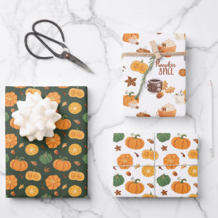 Feuille De Papier Cadeau Épices citrouilles Thanksgiving Halloween orange W