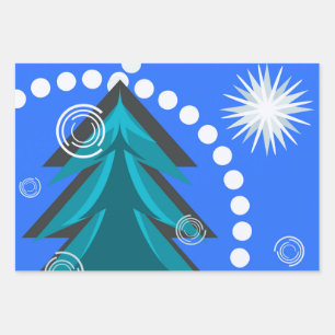 Feuille De Papier Cadeau Épinette d'hiver Nuit étoilée