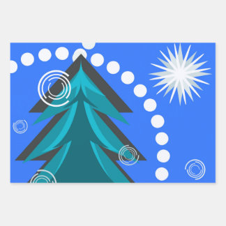 Feuille De Papier Cadeau Épinette d'hiver Nuit étoilée