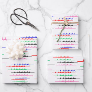 Feuille De Papier Cadeau Équipage Course Rangée Rameurs - Cinq Bateaux