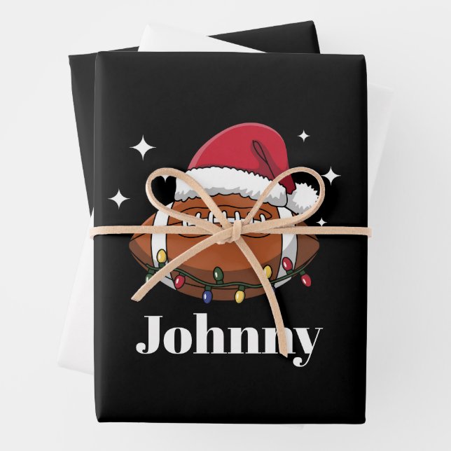Feuille De Papier Cadeau Équipe de football de Noël personnalisée (En situation)