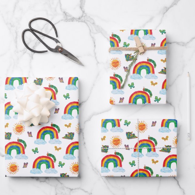 Feuille De Papier Cadeau Eric Carle | Caterpillar to Rainbow Butfly (Recto)