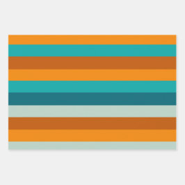 Feuille De Papier Cadeau Été Motif Aqua Orange Turquoise