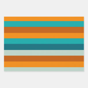 Feuille De Papier Cadeau Été Motif Aqua Orange Turquoise