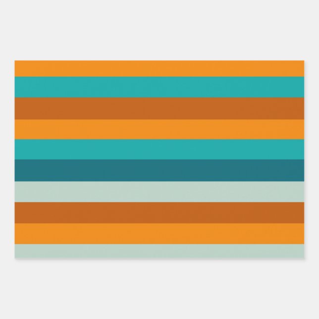 Feuille De Papier Cadeau Été Motif Aqua Orange Turquoise (Devant)