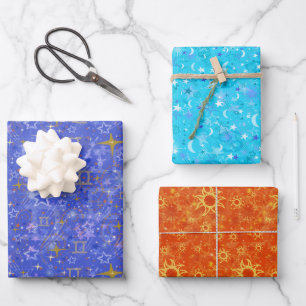 Feuille De Papier Cadeau Eté Zodiac Trio Gemini Cancer Leo