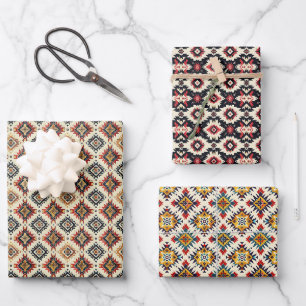Feuille De Papier Cadeau Ethnic Navajo Tribal Motif sans couture