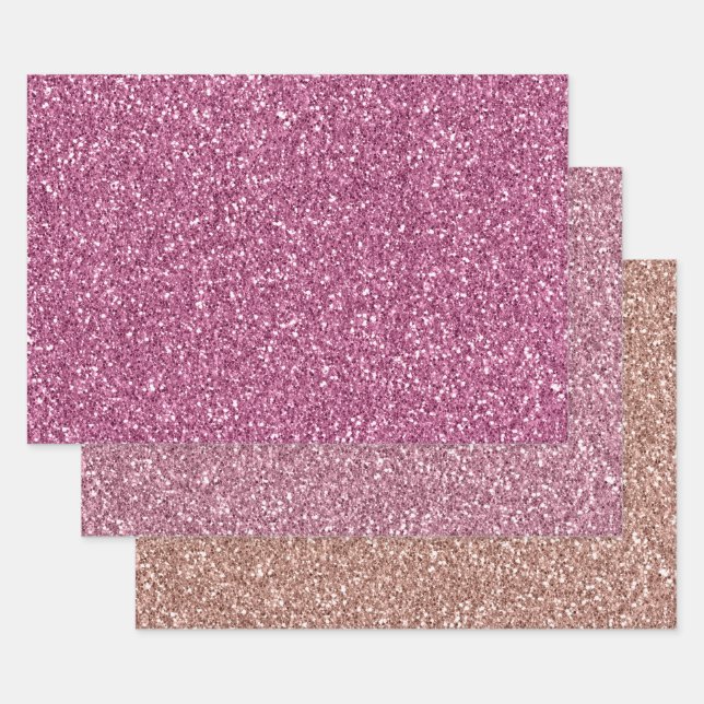 Feuille De Papier Cadeau Étincelle de Parties scintillant rose (Lot)