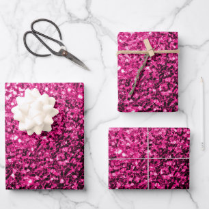 Feuille De Papier Cadeau Étincelle de parties scintillant rose chaud