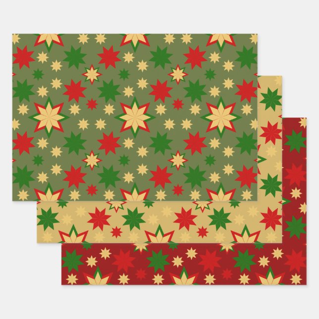Feuille De Papier Cadeau Étoile de jour géométrique (Lot)