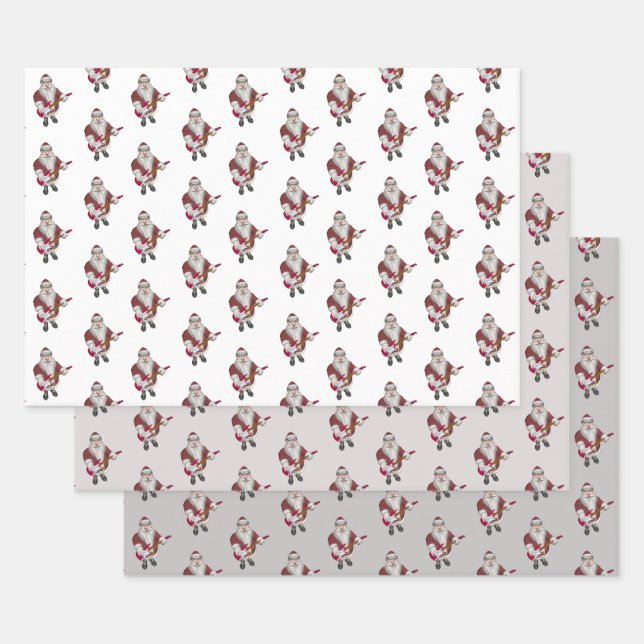 Feuille De Papier Cadeau Étoile rock du Père Noël (Lot)