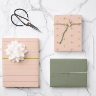 Feuille De Papier Cadeau Étoiles alignées pastel doux