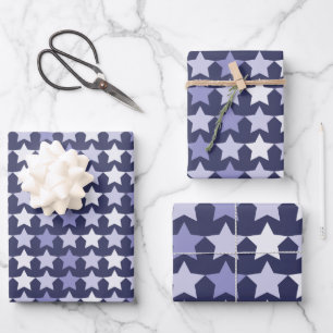 Feuille De Papier Cadeau Étoiles bleues de la marine patriotique