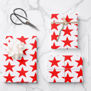 Feuille De Papier Cadeau Étoiles Bleues Et Rouges