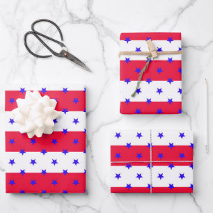 Feuille De Papier Cadeau Étoiles et bandes