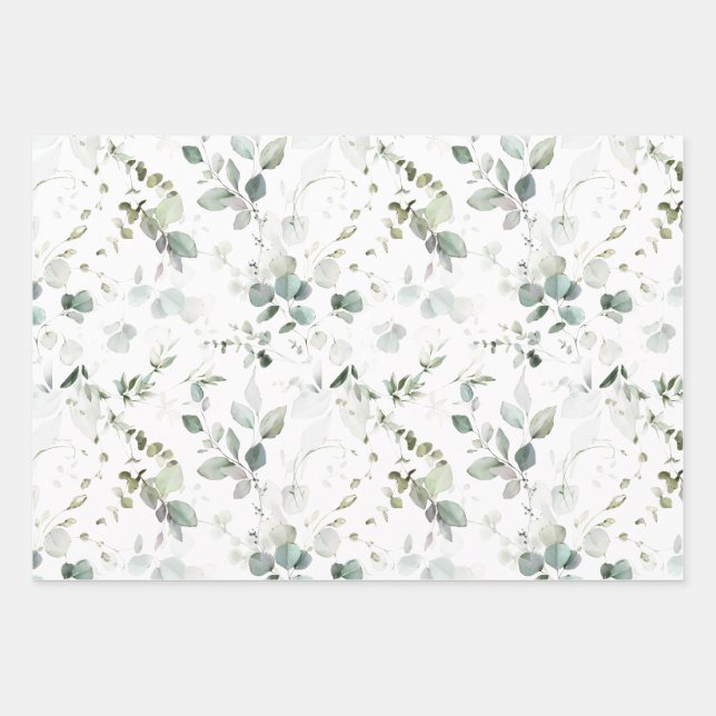 Feuille De Papier Cadeau Eucalyptus Foliage Bébé/Fête des mariées (Devant)