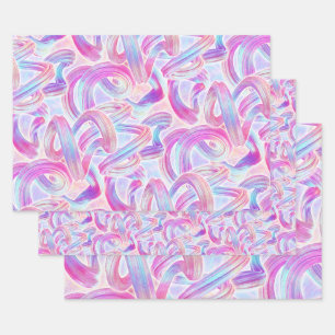 Feuille De Papier Cadeau eurobeat holorave - rose et bleu :