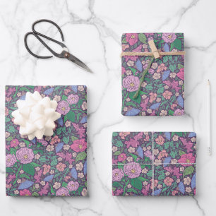 Feuille De Papier Cadeau Éventails japonais coquelicots pour la fête des mè