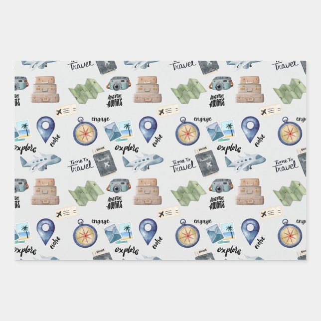 Feuille De Papier Cadeau Explorez l'emballage cadeau mondial (Devant)
