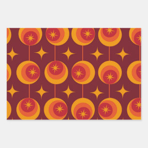 Feuille De Papier Cadeau Explosion atomique de style milieu de siècle sur d