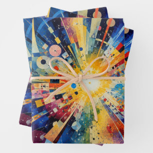 Feuille De Papier Cadeau Explosion Géométrique Cosmique Abstrait
