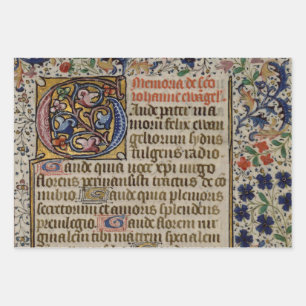 Feuille De Papier Cadeau exquis manuscrits enluminés médiévaux