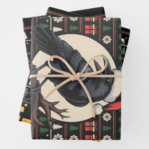 Feuille De Papier Cadeau F-Caw-F Laidback Pull de Noël Drôle Corbeau Xmas