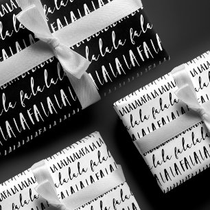 Feuille De Papier Cadeau FA LA Black & White Typographie Noël Carol