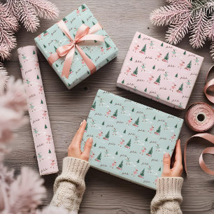 Feuille De Papier Cadeau Fa La La Elfe Rose Mignon Patinage Féminin Emballa