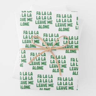 Feuille De Papier Cadeau Fa La La Laissez-Moi Tranquille Noël Drôle Sarcast