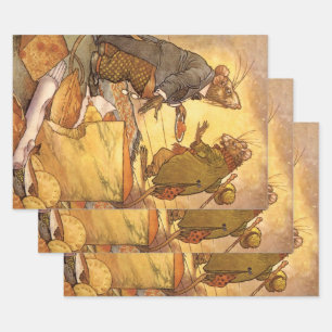 Feuille De Papier Cadeau Fable d'Esope vintage, Souris de campagne, Souris 