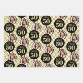 Feuille De Papier Cadeau Fabuleux 50e anniversaire Gold