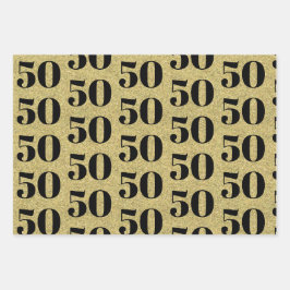 Feuille De Papier Cadeau Fabuleux 50e anniversaire Gold