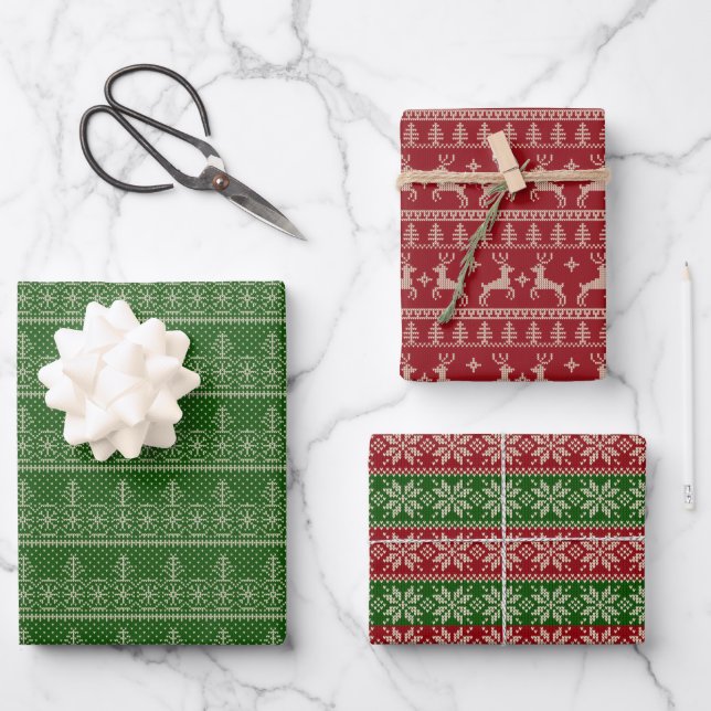 Feuille De Papier Cadeau Fair Isle Christmas (Recto)