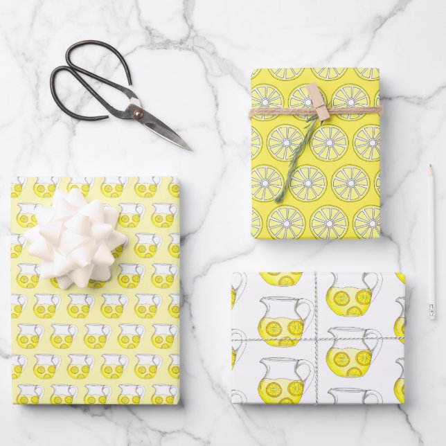 Feuille De Papier Cadeau Faire Lemonade Citron Ade Pitcher Citrus Boisson F (Recto)