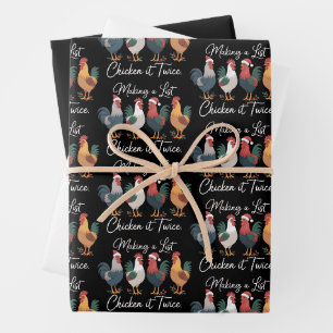Feuille De Papier Cadeau Faire une liste de poulet deux fois Noël amateur d